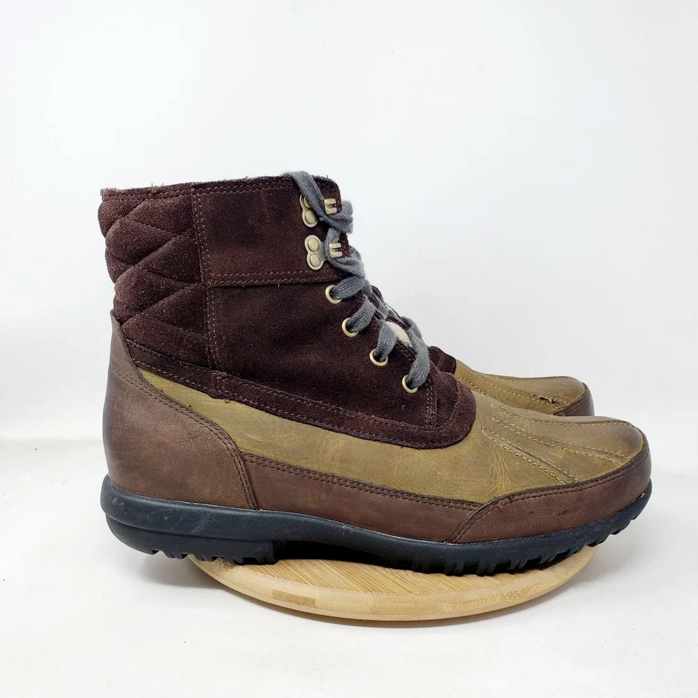 Cole Haan Air Rhone Duck Boot Mens 9.5 Brown Leather Hiker Waterproof Rain Shoes
